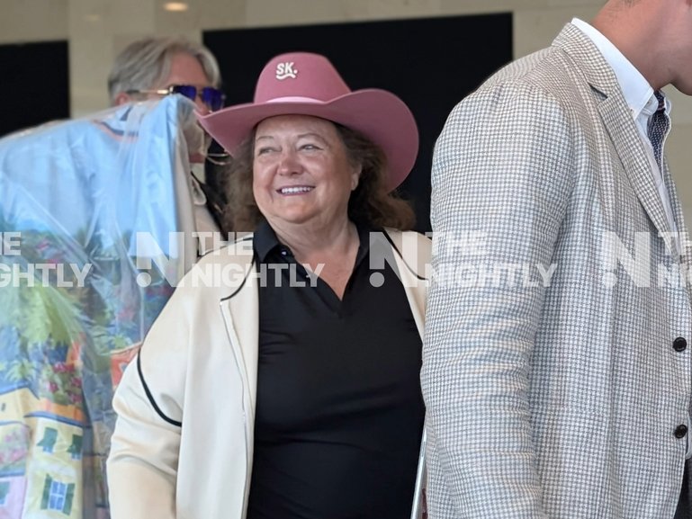 Gina Rinehart pictured arriving to the political conference in London.