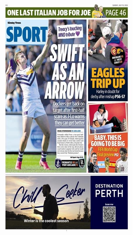 The late back page of The Sunday Times.