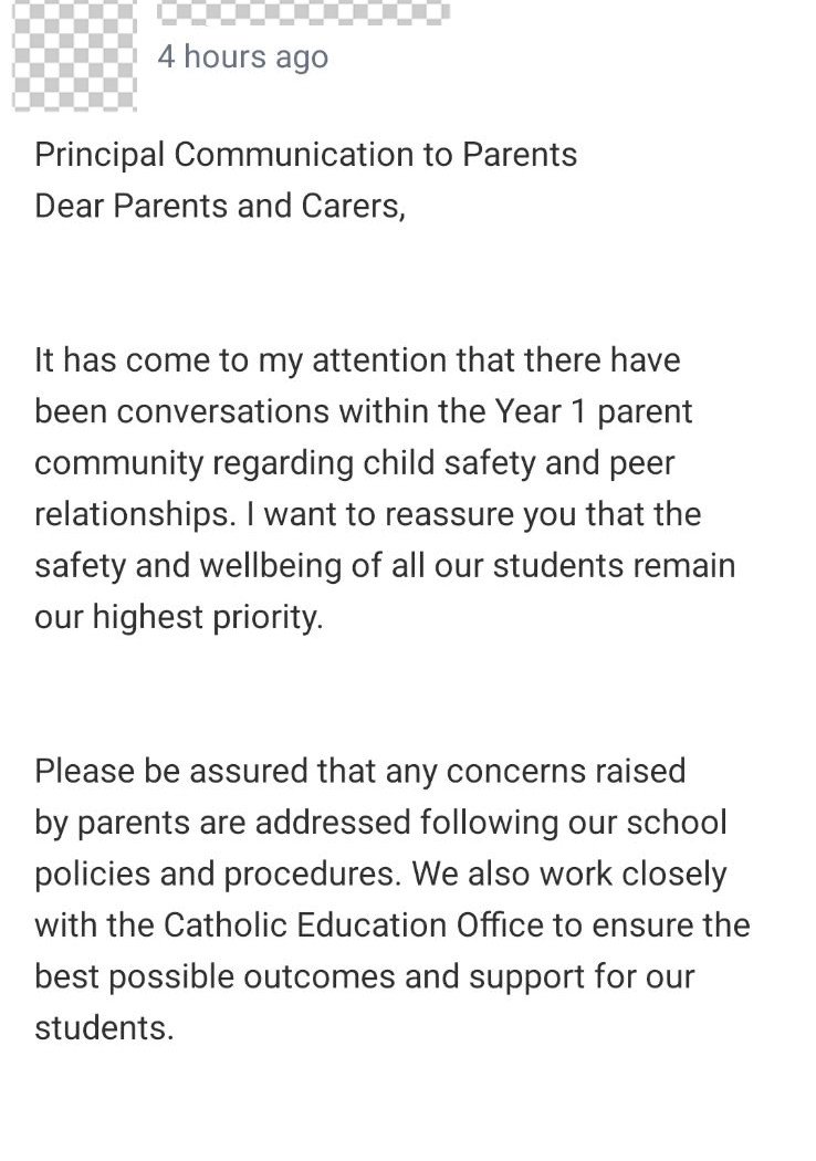 A notice sent by the principal to parents on May 19.