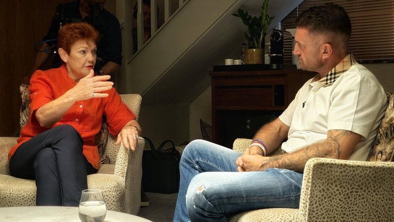 Senator Hanson lamented the end of the White Australia policy in an interview with far-right British activist Tommy Robinson. Picture: Supplied