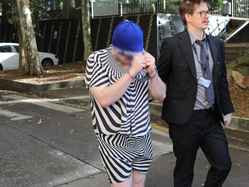 Mr Germanotta-Mills pictured during his arrest in Waterloo last year. Picture: NSW Police