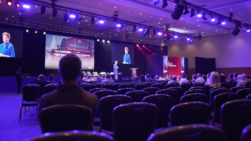 Pauline Hanson speaks at the conference.