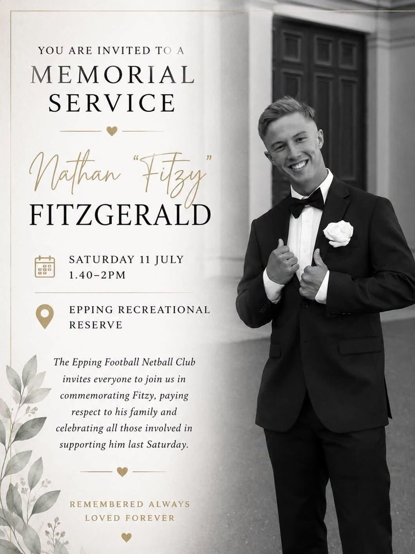 Nathan Fitzgerald died days after suffering critical head injuries in a freak football accident.