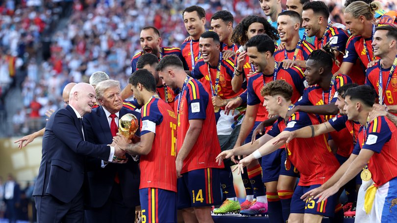 SEE THE VIDEOS: US President Donald Trump has been roasted online after what he did while Spain lifted the World Cup trophy.