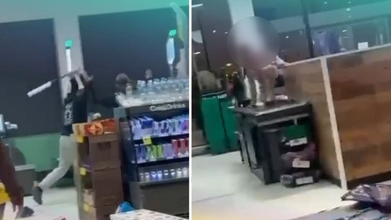 Chaos has erupted inside a Woolworths where a man is accused of harassing a woman and her children. 