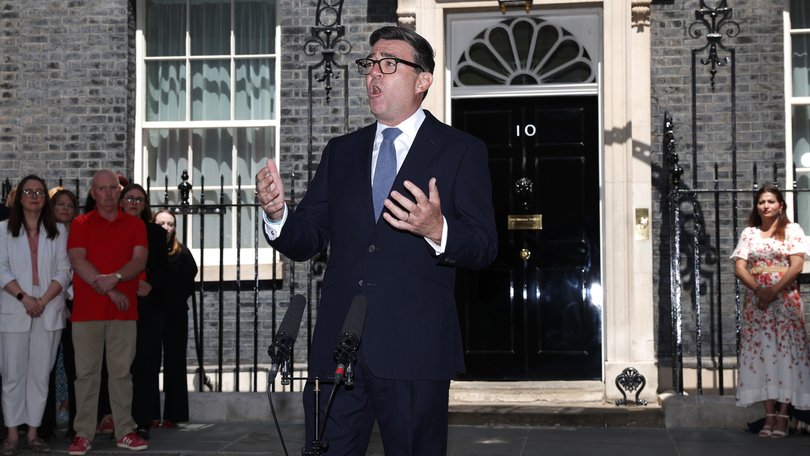 Andy Burnham delivers his inaugural speech as UK's new Prime Minister on on July 20, 2026 in London, England.