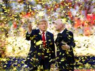 President Donald Trump and FIFA President Gianni Infantino look on after presenting the FIFA World Cup Winner's Trophy to Spain during the FIFA World Cup 2026 Final.