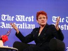 One Nation leader Pauline Hanson at the Leadership Matters breakfast at Crown this morning.