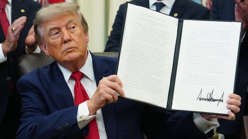US President Donald Trump signed proclamations to launch the tariffs against Canada.
