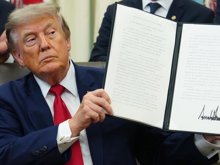 US President Donald Trump signed proclamations to launch the tariffs against Canada. 
