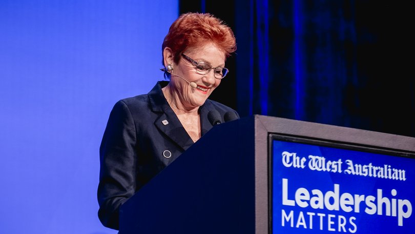 One Nation leader Pauline Hanson at The West Australian’s Leadership Matters at Crown Perth.