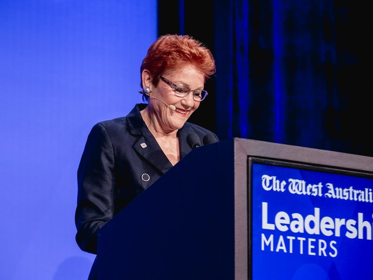One Nation leader Pauline Hanson at The West Australian’s Leadership Matters at Crown Perth.
