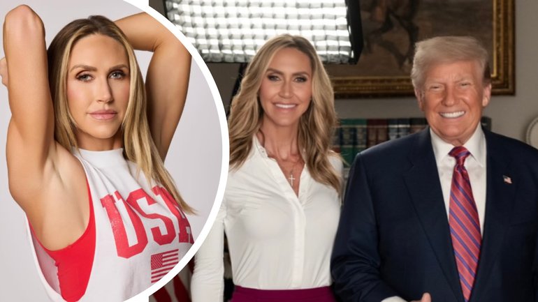 Lara Trump (left, middle) pictured with father-in-law President Donald Trump.