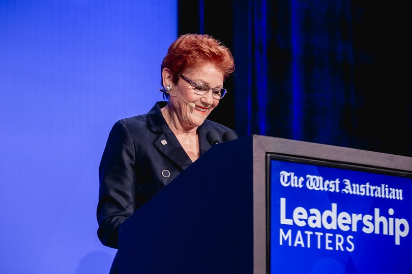 One Nation leader Pauline Hanson at The West Australian’s Leadership Matters at Crown Perth.