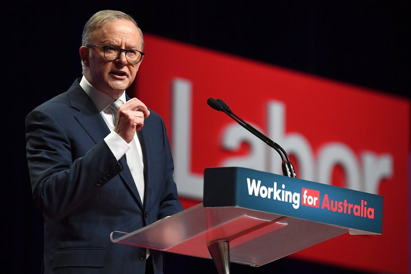 Prime Minister Anthony Albanese speaks at the 49th ALP National Conference in 2023 at the Brisbane Convention and Exhibition Centre.