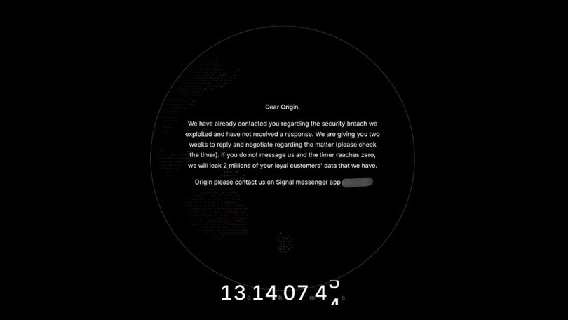 The alleged hacker has given Origin Energy 14 days to make contact, threatening to release the data when a countdown clock reaches zero.