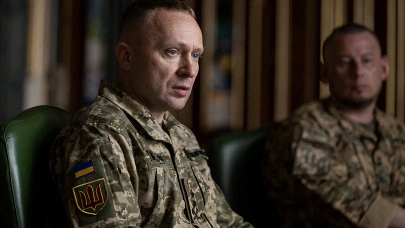 Major General Mykhailo Drapatyi attends a meeting with Ukraine's President Volodymyr Zelenskiy, amid Russia's attack on Ukraine, in Kyiv, Ukraine July 20, 2026. Ukrainian Presidential Press Service/Handout via REUTERS ATTENTION EDITORS - THIS IMAGE HAS BEEN SUPPLIED BY A THIRD PARTY.