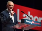 Prime Minister Anthony Albanese speaks at the 49th ALP National Conference 2023 at the Brisbane Convention and Exhibition Centre in Brisbane, Thursday, August 17, 2023. 