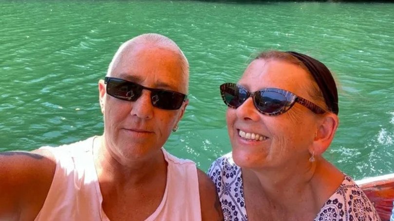 Professor Marguerite Johnson (right) and her partner Leni Johnson (left) died in a single-vehicle crash in Greece. Picture: Supplied