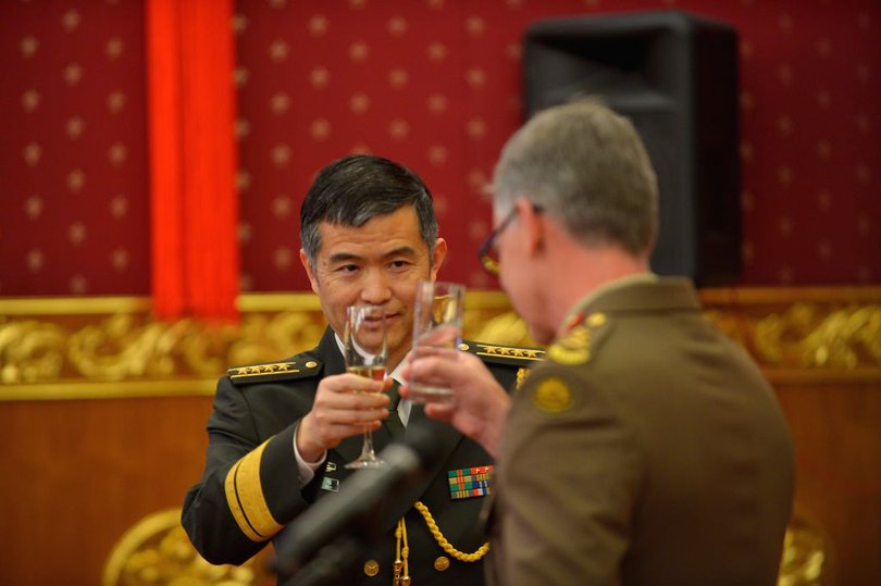 Major General Rick Burr, Deputy Chief of Australian Army, at the Chinese embassy PLA celebration in 2016 CREDIT: Xinhua News agency Picture: Xinhua News agency