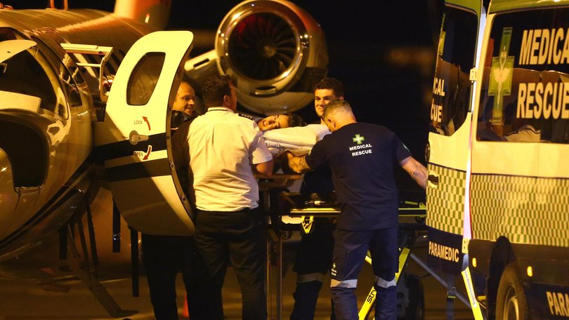 He arrived back in Australia on a medical extraction flight from Taipei. Picture: David Clark.