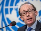 United Nations Special Rapporteur on the promotion and protection of human rights and fundamental freedoms while countering terrorism Ben Saul speaks during a press conference in Geneva on December 11, 2024.