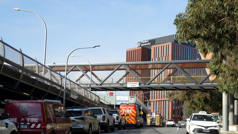 Emergency services at the Flinders Medical Centre after a hazmat incident in the Emergency Department, 23rd July 2026. Tim Joy