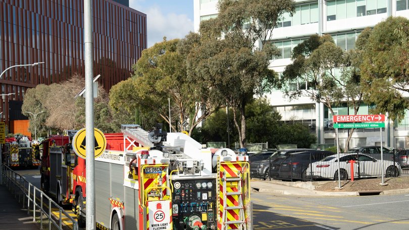 Emergency services at the Flinders Medical Centre after a hazmat incident in the Emergency Department , 23rd July 2026 . Picture: Tim Joy
