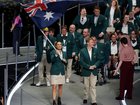 Nina Kennedy para-swimming star Tim Hodge lead the team out for the Comm Games Opening Ceremony in Glasgow