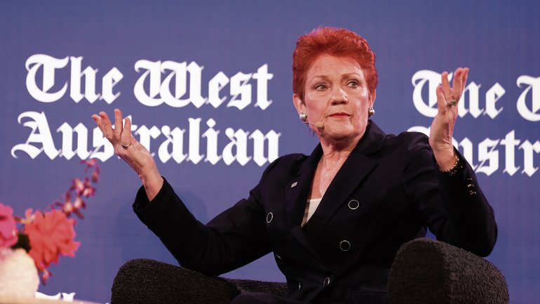 Pauline Hanson gave an address at Leadership Matters in Perth