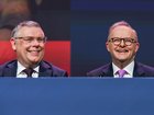 Murray Watt and Anthony Albanese at the ALP national conference. 