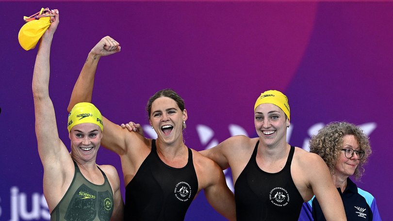 Australia’s women’s 4x100m freestyle team claimed one of our six gold medals on the first day of the Commonwealth Games.