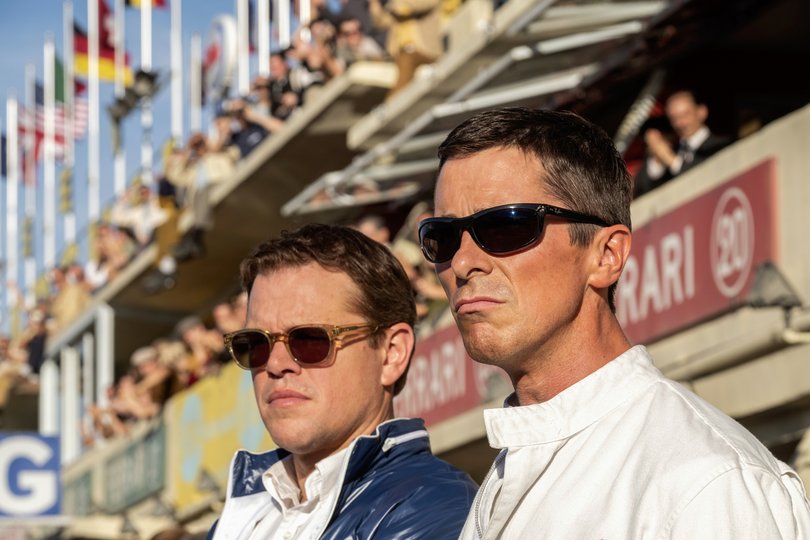 Matt Damon and Christian Bale in Ford v. Ferrari.(Merrick Morton/20th Century Fox via AP)