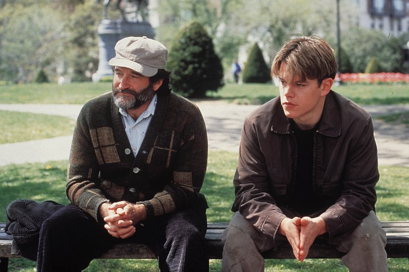 Robin Williams and Matt Damon in Good Will Hunting.