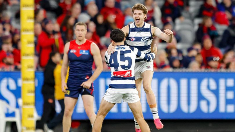 The Cats have closed in on the AFL top six by ending Melbourne's three-game winning streak.