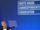 Donald Trump has joked with the press, and slammed them, at the White House Correspondents' dinner..