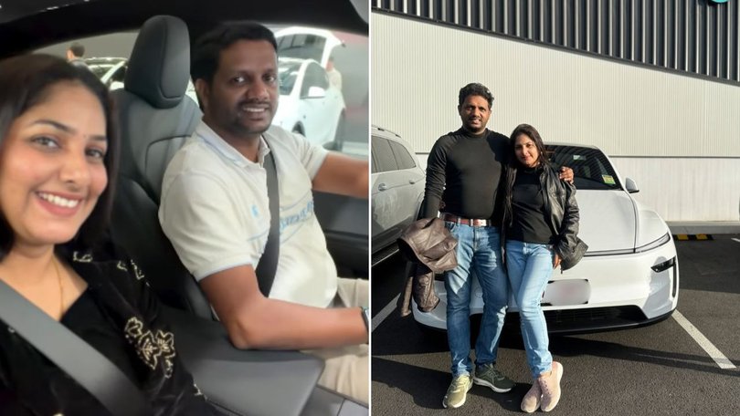 Sarath Mohandas and his wife, Sithara Sivadasan, celebrated taking delivery of their new Tesla Model Y just weeks before the father-of-two was killed in a fiery crash.