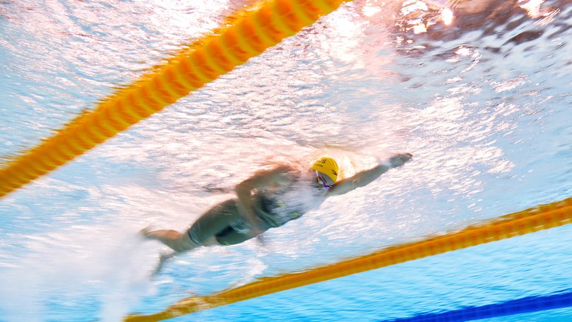 Lani Pallister of Team Australia competes during the Women's 4 x 200m Freestyle Final.