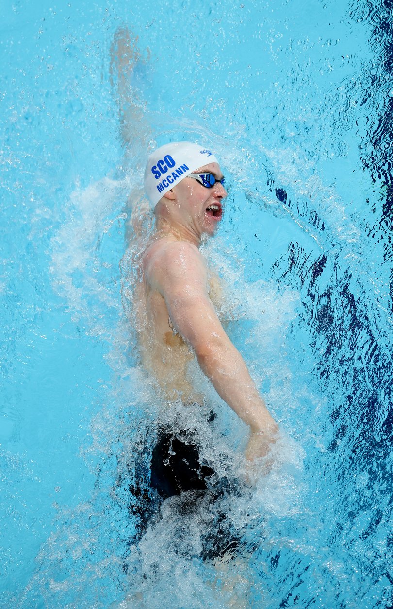 GLASGOW, SCOTLAND - JULY 25: Sean McCann of Team Scotland competes during the Men's 400m Freestyle - Heats on day two of the Glasgow 2026 Commonwealth Games at Tollcross International Swimming Centre on July 25, 2026 in Glasgow, Scotland. (Photo by Dean Mouhtaropoulos/Getty Images)
