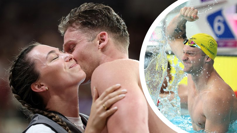 Sam Williamson of Team Australia celebrates with partner Linnea Lindberg after his triumph.
