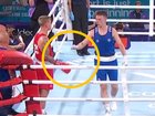 Alan Perrie snubs Paul Trainor after the controversial stoppage.