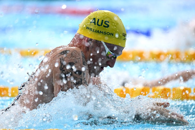 GLASGOW, SCOTLAND - JULY 26: Sam Williamson of Team Australia competes during the Men's 50m Breaststroke - Heats on day three of the Glasgow 2026 Commonwealth Games at Tollcross International Swimming Centre on July 26, 2026 in Glasgow, Scotland. (Photo by Quinn Rooney/Getty Images)