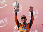 McLaren's Lando Norris celebrates his victory in Hungary.