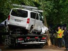 Authorities say an attacker mowed people down with a white mini-van and then stabbed others. (AP PHOTO)