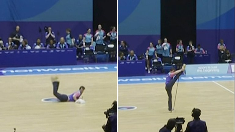 Mop Man has stolen the show at the Commonwealth Games.