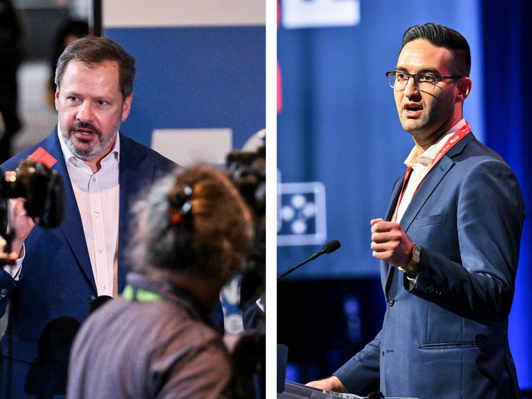Muslim Labor MP Ed Husic doubled down on his Palestine stance after the Labor National Conference while Josh Burns, right, downplayed the effect of the stoush on the party.