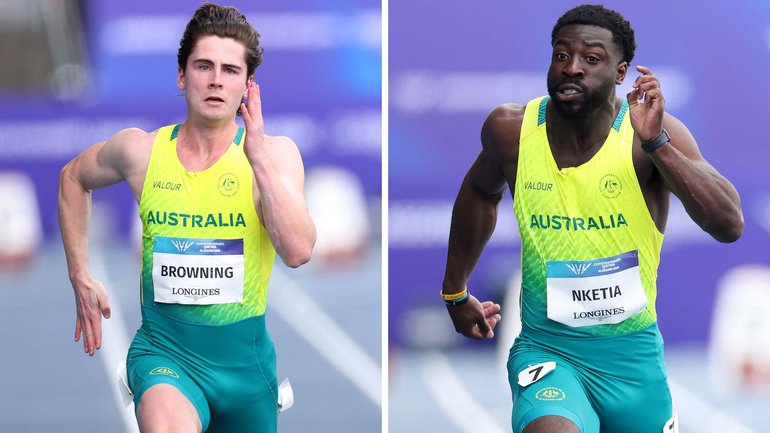 Australian sprinters Rohan Browning and Eddie Nketia are through to the semifinals of the Men’s 100m in Glasgow.