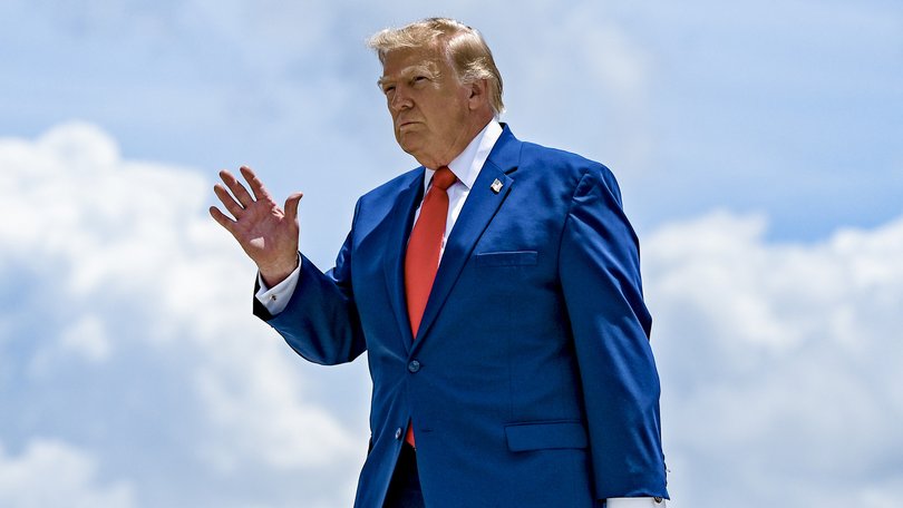 President Donald Trump arrives Dobbins Air Reserve Base on July 22.