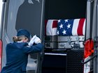 A ceremony held at the Dover Air Force Base to honour US Army soldiers killed in action in Jordan. 