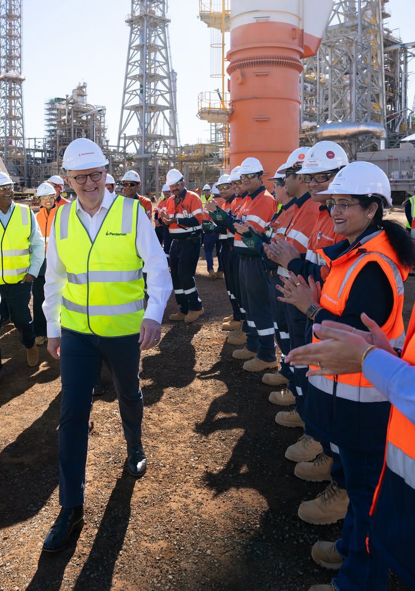 Anthony Albanese in Karratha Tuesday.
